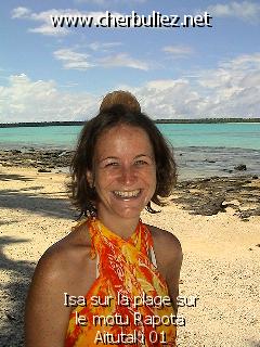 légende: Isa sur la plage sur le motu Rapota Aitutaki 01
qualityCode=raw
sizeCode=half

Données de l'image originale:
Taille originale: 163617 bytes
Temps d'exposition: 1/600 s
Diaph: f/340/100
Heure de prise de vue: 2003:04:14 11:10:50
Flash: oui
Focale: 42/10 mm

